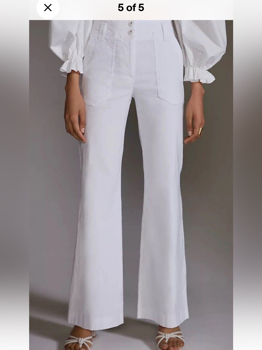 Maeve Naomi High-Waist White Wide-Leg Linen Blend Pants - Picture 4 of 12